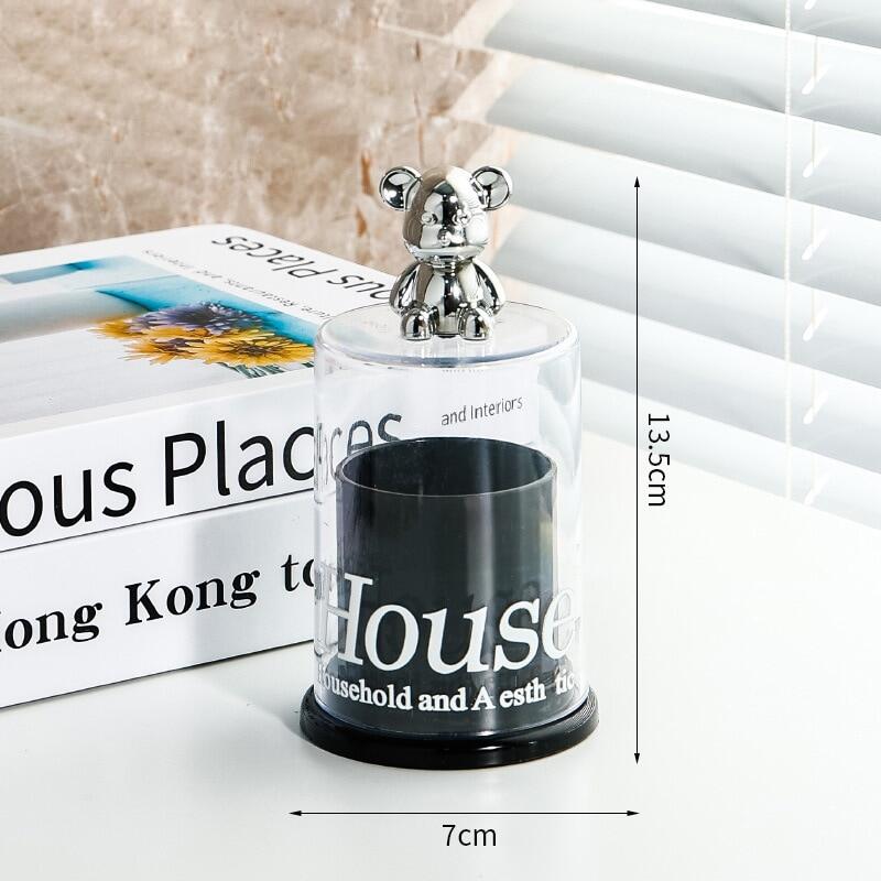 Creative Bear Toothpick Box Cotton Swab Storage Box Toothpick Holder Container Toothpick Dispenser Kitchen Storage Gadgets