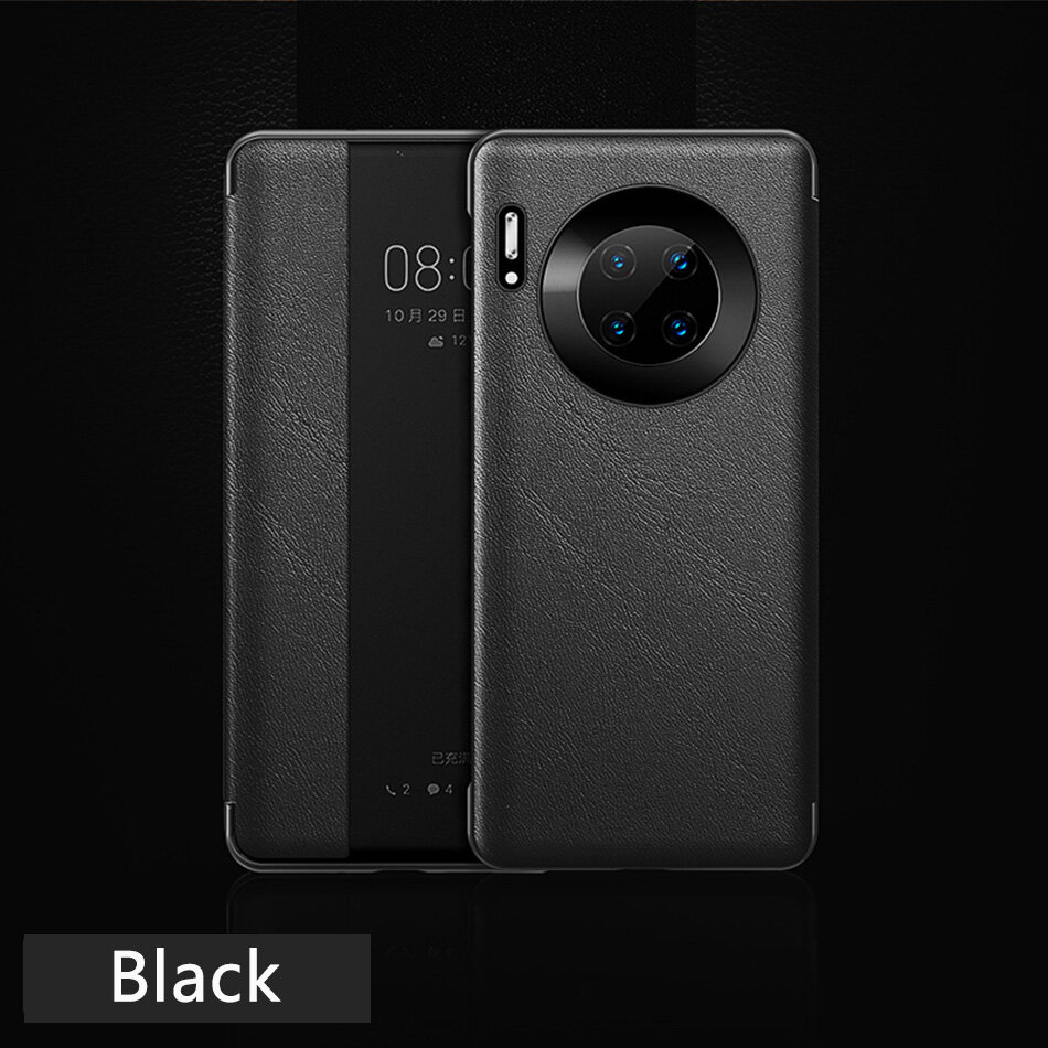 Pu leather flip phone case for huawei mate 30 pro pu leather+hard pc window smart view cover for mate 30 pro case capa case
