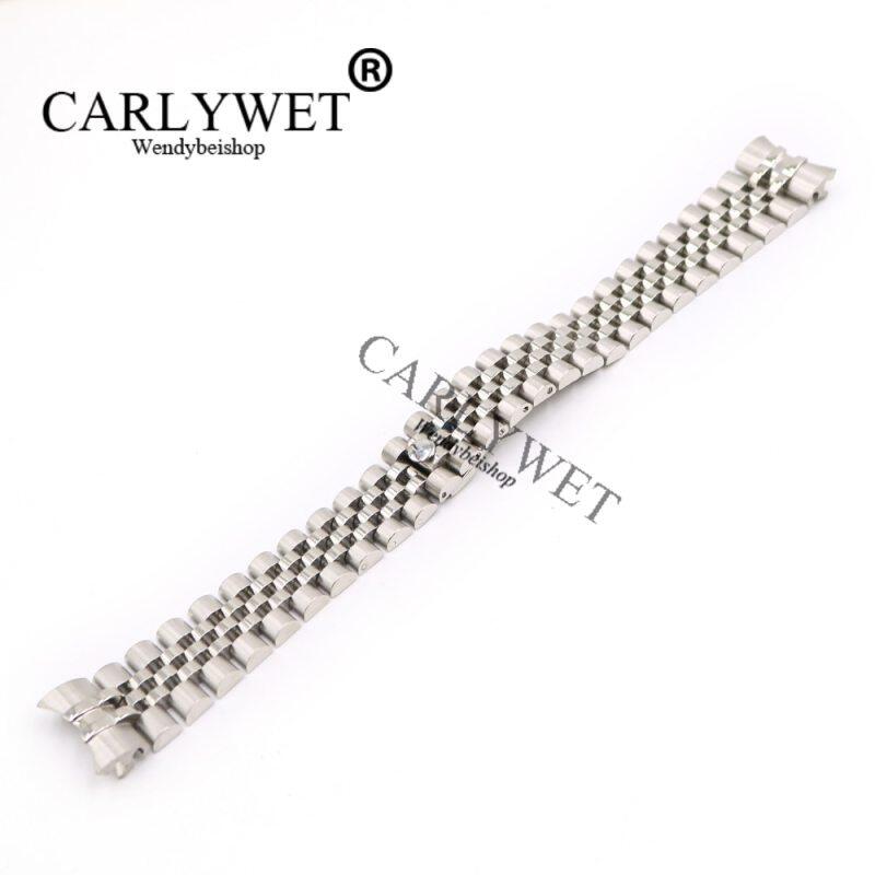 CARLYWET 20mm 316L Stainless Steel Jubilee Silver Solid Screw Links Wrist Watch Strap With Curved End Bracelet Belt Malaysia