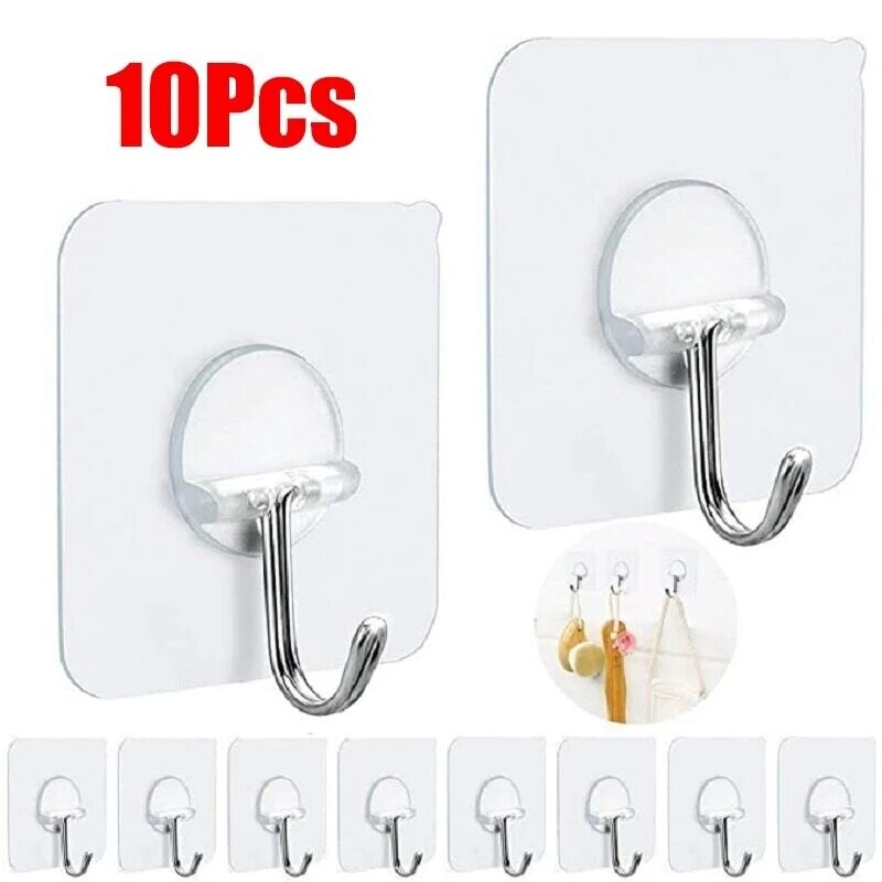 10 cái trong suốt móc gắn tường liền mạch không thấm nước móc chắc chắn chịu lực phụ kiện phòng tắm nhà bếp