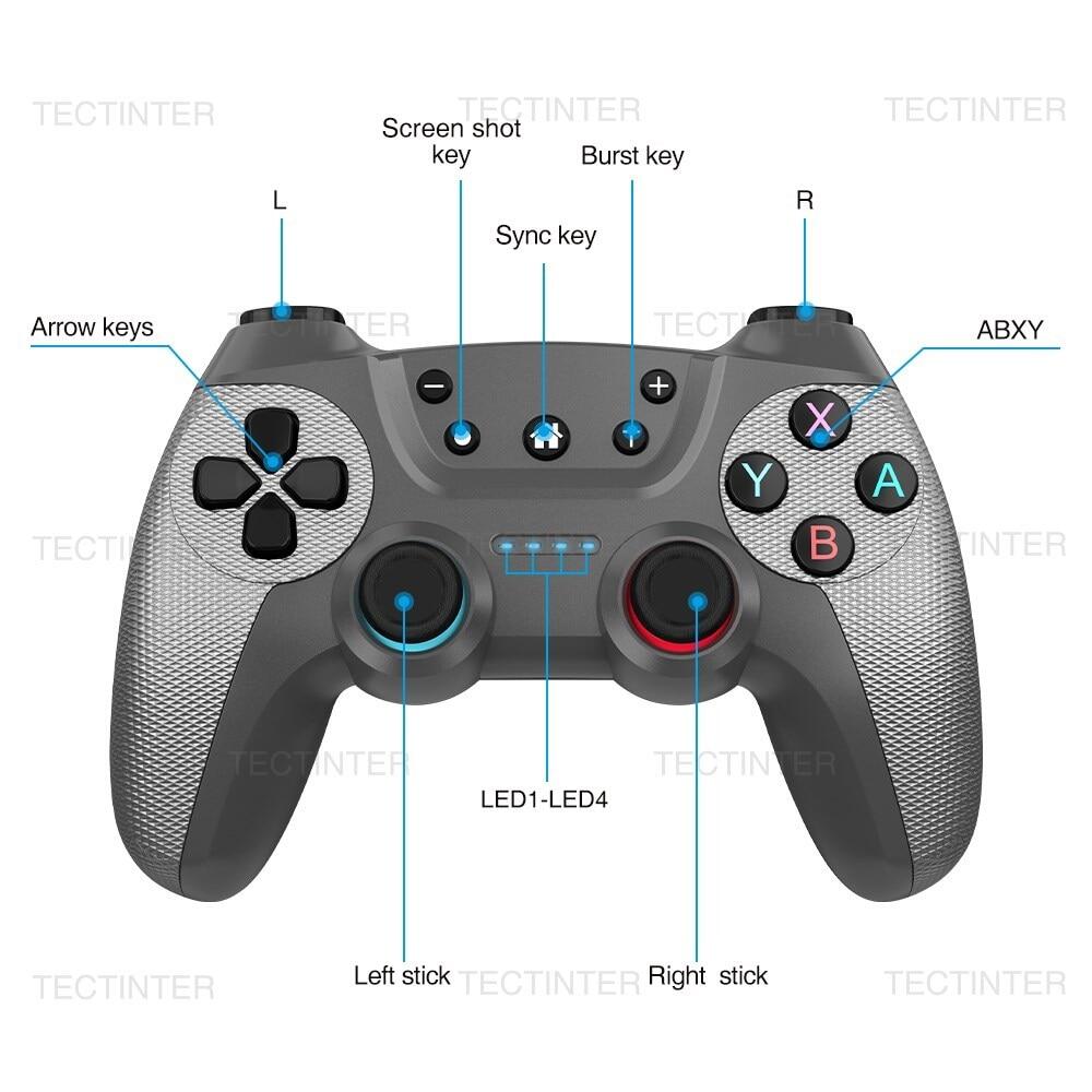Narsta Tay cầm chơi game không dây hỗ trợ tay điều khiển Bluetooth tương thích với bộ chuyển đổi Nintendo Pro/ Switch OLED/Switch Lite PC Controle phím điều khiển