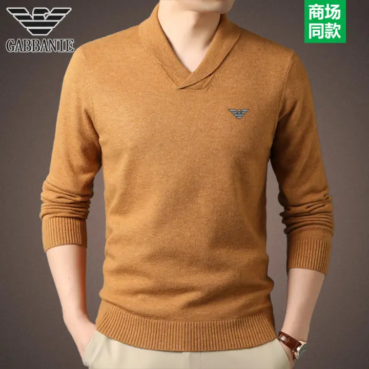 men's v neck thick jumper