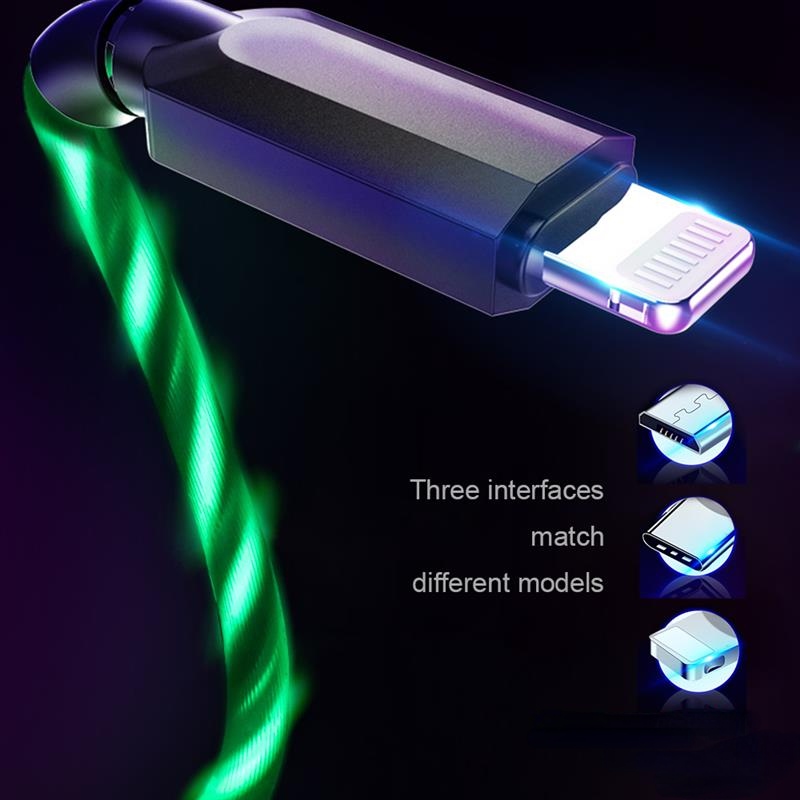 {hot} 2022New Luminous USB Cable 1/2M 3A Fast Charging Charger Glow USB Wire Cord Data Cable For iPhone 13 12 11 Pro Max X XR XS 8 7 6