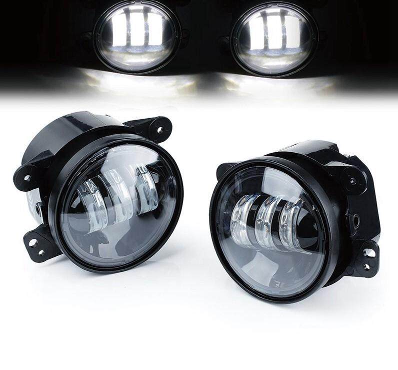 2 mảnh Vòng 4 Inch Đèn LED Sương Mù Đèn Pha 30 W ống kính Với Hào Quang DRL Đèn cho Xe Jeep Wrangler dodge Chrysler Trước Đèn