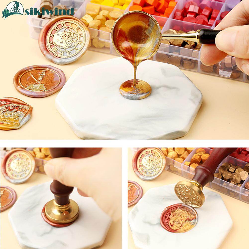 200pcs/box Retro Octagon Fire Painting Sealing Wax Grain Wax Seal Stamp Beads for Envelope Wedding Stamping