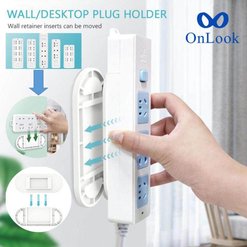 OnLook Upgraded Self Adhesive Plug Holder, Power Strip Fixator, Adapter Fixer,Power Strip Desk Wall Mount,Desktop Outlet Holder Socket Holder Maximum Load 5kg 10*4*0.7CM