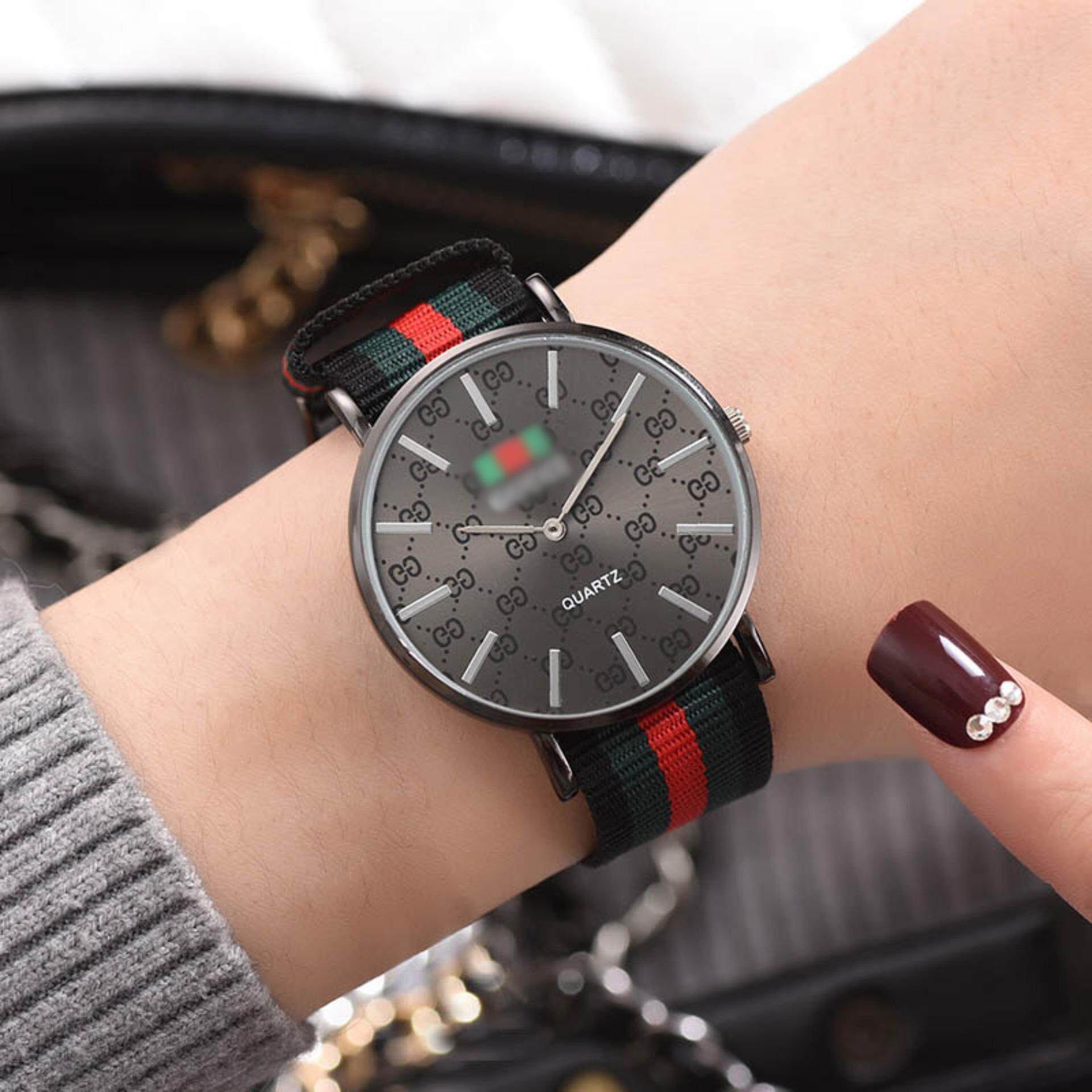 YBC Classic Quartz Wrist Watch Canvas Stripe Band Alloy Case Casual Watch |  Lazada