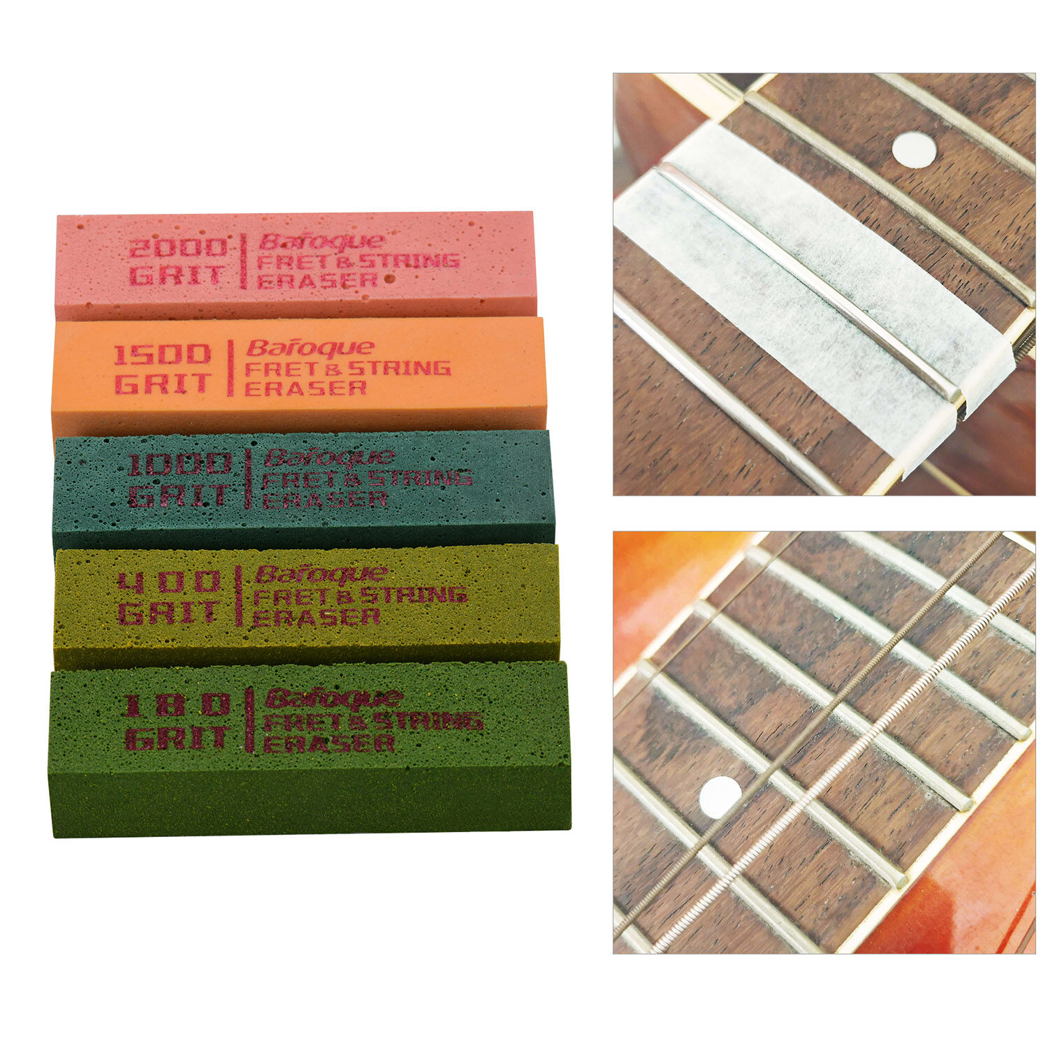 Guitar Fret Polishing Erasers Abrasive Rubber Blocks with 180 Grit