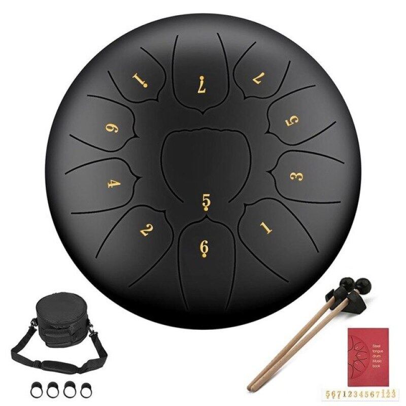 Trống Tongue Drum Thép 10 Inch, Trống Có Tay Điều Chỉnh 11 , Kèm Dùi Trống, Túi Xách, Phụ Kiện Dụng Cụ Gõ