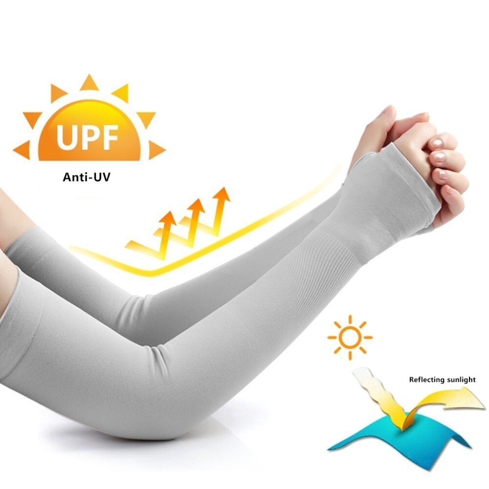 【PrettySet】Summer icy sunscreen gloves UV protection thin long ice silk sleeves arm sleeves with thumb exposed (unisex)