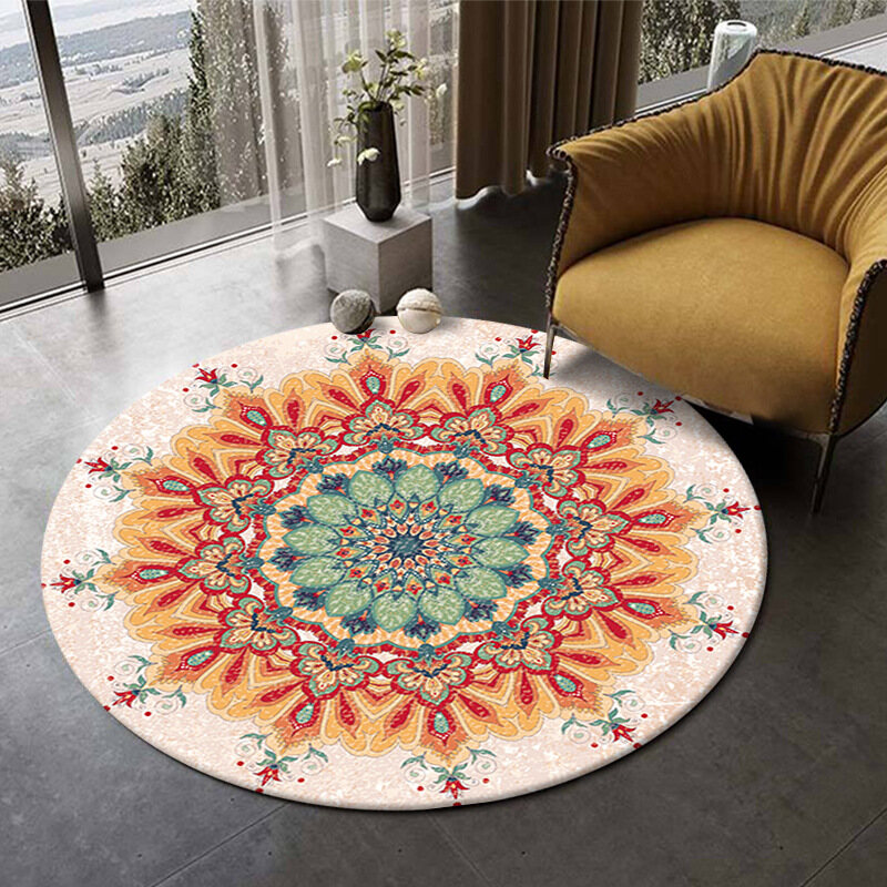 HKStorage Round Carpet American Bohemian B&B Hanging Basket Mat Hotel Persian Carpet Bedroom Living Room Floor Mat