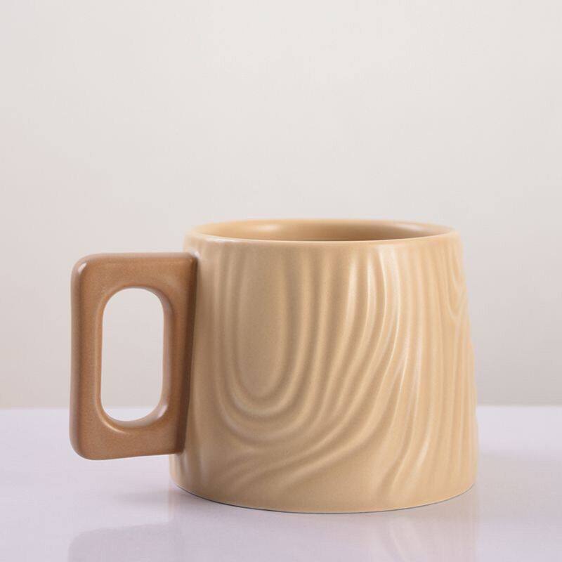 Starbuck Cốc Ly Gốm 410Ml Vân Gỗ Relief Cốc Cà Phê Cốc Sữa Uống Kính Văn Phòng Tách Trà Sáng Tạo Hộp Quà Tặng