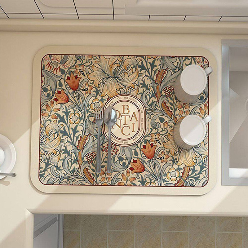 Kitchen Sink Absorbent Pad Kitchen Drain Mat Anti Slip Dish Drying Mat Kitchen Countertop Draining Mat Kitchen Accessories