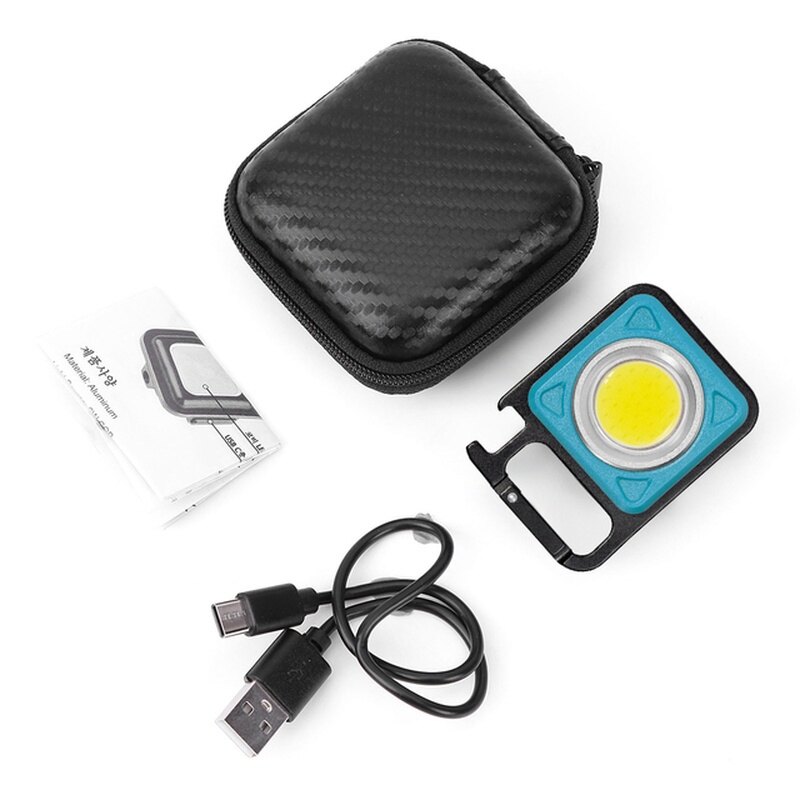 Mini Portable COB LED Keychain Work Light Storage Box EVA Earphone Bag Waterproof