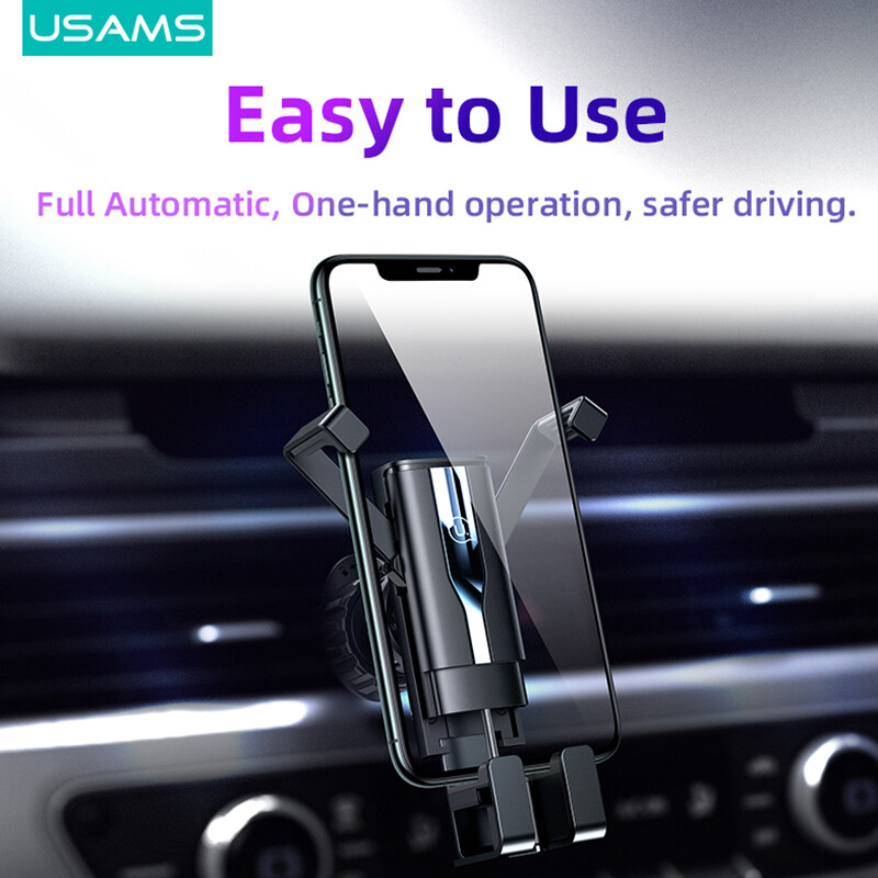 USAMS Kẹp Điện Thoại Ô Tô Trọng Lực Ẩn Cánh - Tự Động Khóa/Mở - Xoay 360 Độ