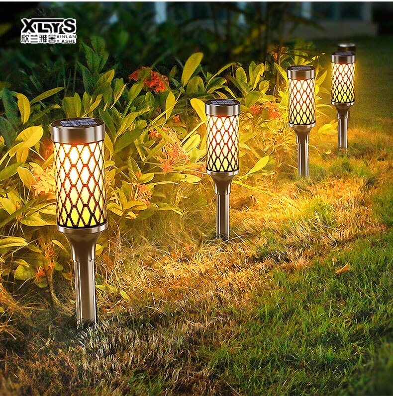 XINLANYASHE Japanese lantern Decorate your garden or walkway embroidered lawn solar panel led sensor solar panel solar power solar cell led lamp LED Lawn Light outdoor garden view light fairy lights hollow lamp solar powered floor lamp