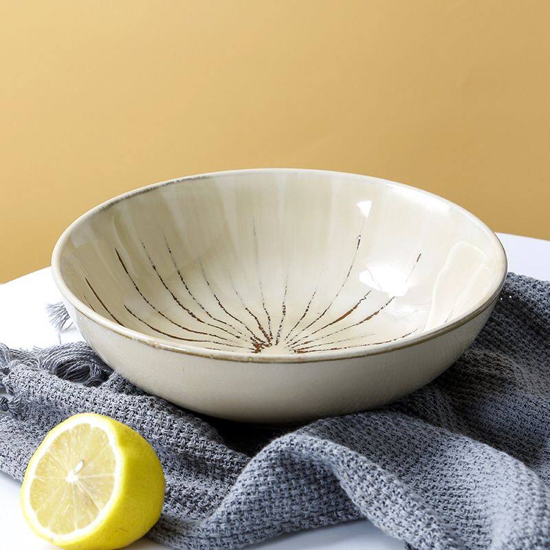 Omk Nhật Bản phong cách cổ điển đồ đá 8 inch bát đựng sa lát 850ml nhà Bộ đồ ăn bằng gốm thiết lập