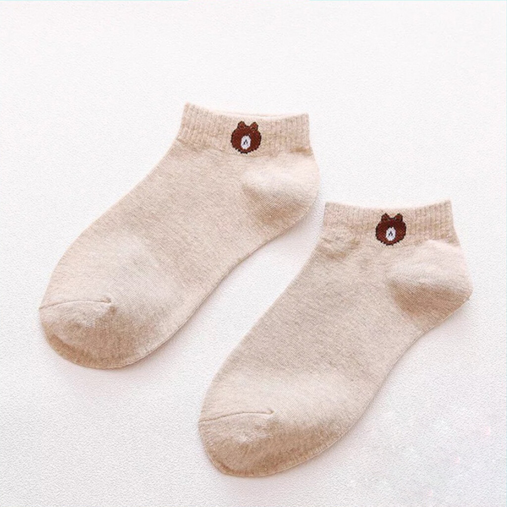 1 đôi Vớ , Tất Cổ Ngắn Hình Con Gấu ( Brown)