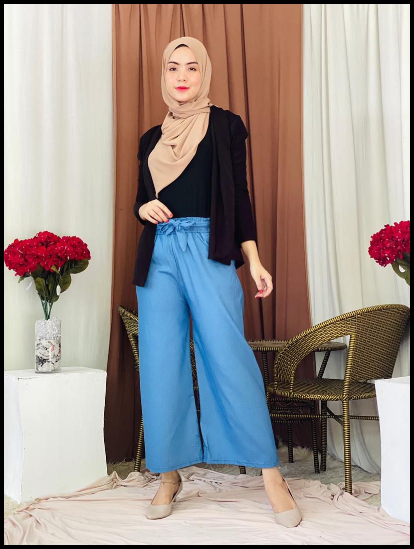 DENIM COTTON WITH RIBBON PANTS TROUSERS 