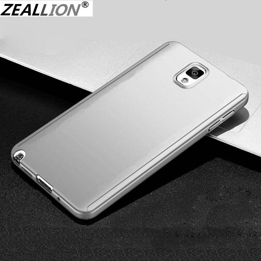 Zeallion Case For Samsung Galaxy Note 3/N9000 Solid Color 360 Full Body Protective Case Hybrid PC Hard +Tempered Glass