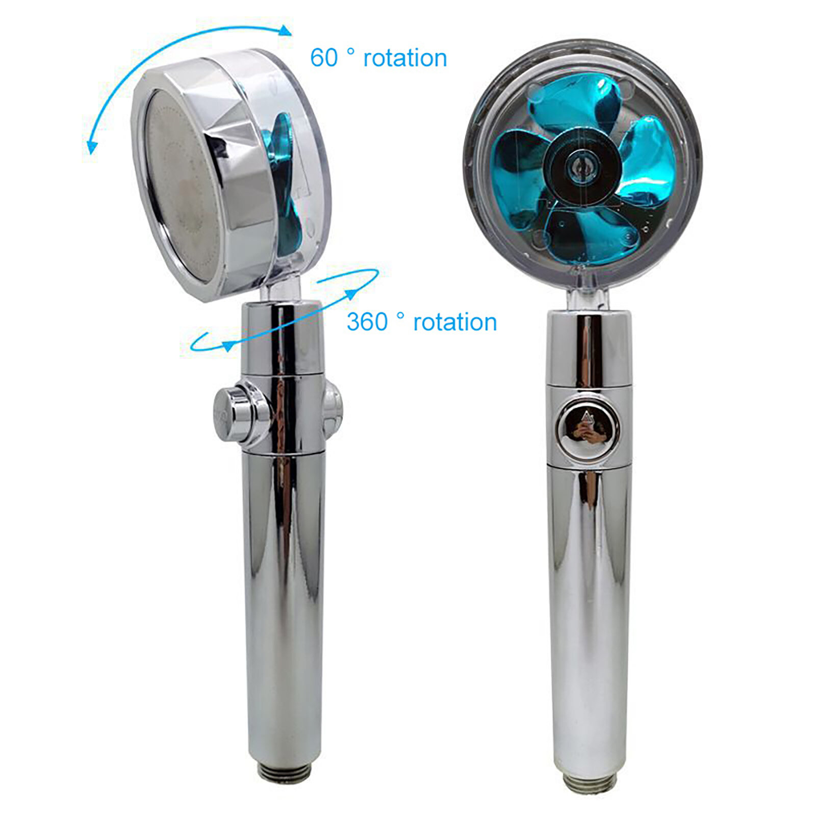 Multi-color Propeller Handheld Shower Head Nozzle High Pressure Adjustment