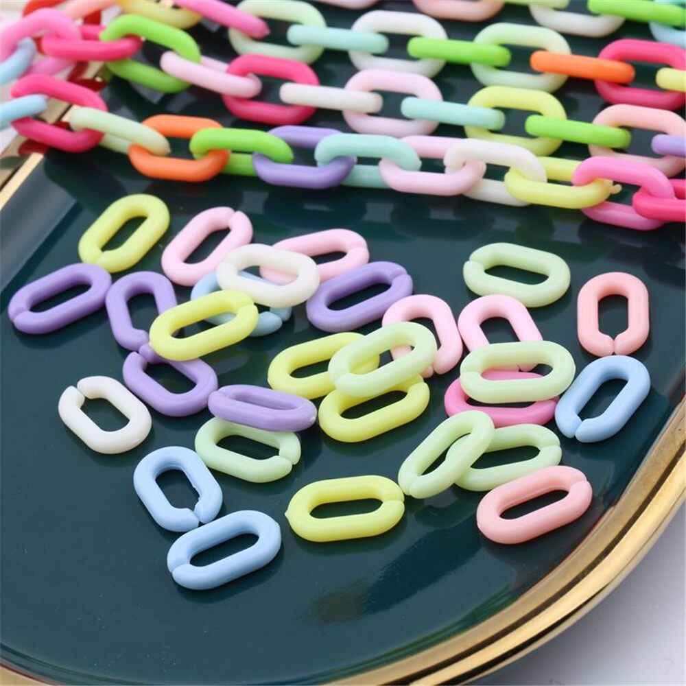 100Pcs Candy Mixed Colors Acrylic Chain DIY Handmade Open Ring Beads Connector link Chain For Necklace Bracelet Jewelry Making Accessories