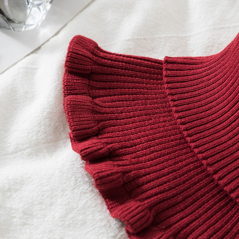 Ladies Turtleneck Ribbed Knitted False Fake Collar Winter Windproof Dickey Solid Color Ruffles Detachable Scarf Wrap