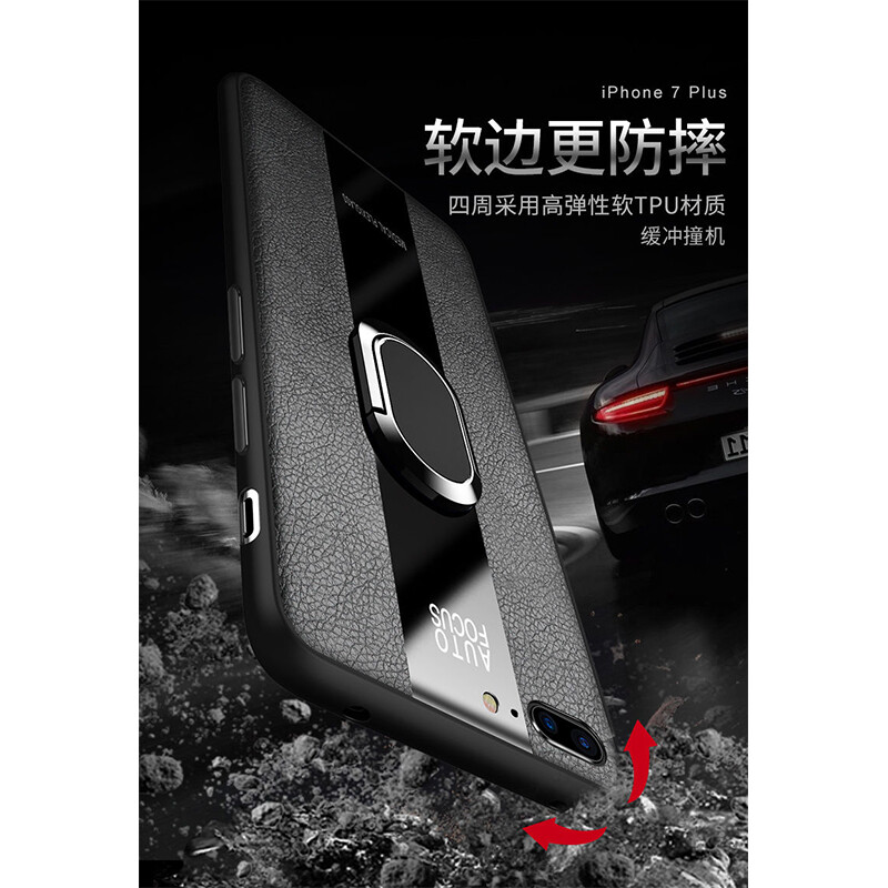 YUNYEE For iPhone 7 Plus iPhone 8 Plus Phone Case Shockproof Luxury Leather Back Cover with Magentic Ring Holder For iPhone 8 Plus/iPhone 7 Plus Case