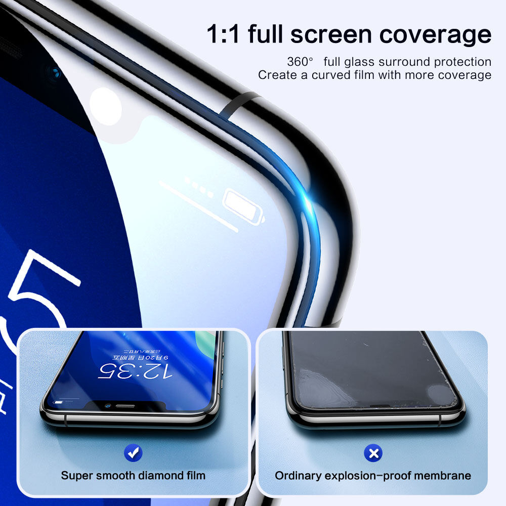 SmartDevil Siêu Mịn Kim Cương Miếng Bảo Vệ Màn Hình Cho Iphone 11 11Pro 11Pro Max X XS XR XSmax Tempered Miếng Dán Film Thủy Tinh Bảo Hiểm Đầy Đủ Chống Cháy Nổ Rõ Ràng Chống-Bluelight BL-9H Độ Cứng