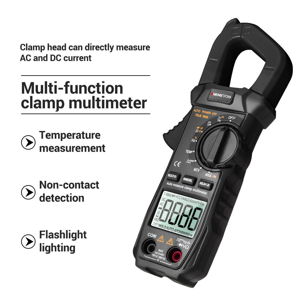 ANENG ST209 Multimeter Clamp Meter Digital 6000 Counts True RMS Amp DC/AC Current Clamp Tester Meters Voltmeter Auto Ranging LCD Display