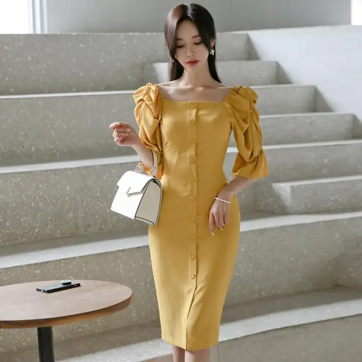 woman yellow dress