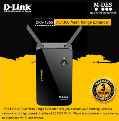 D-Link DRA-1360 AC1300 Gigabit Mesh Enabled Exo Wireless WiFi Range Extender Wi-Fi DLink Repeater / Booster