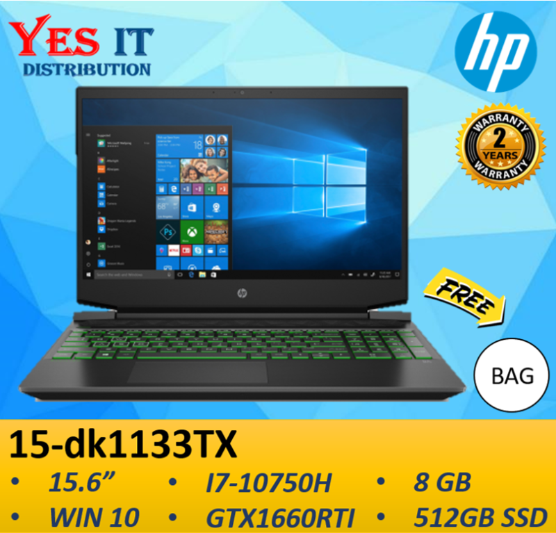 HP Pavilion Gaming 15-dk1133TX 15.6 FHD 144Hz Laptop Shadow Black ( i7-10750H, 8GB, 512GB SSD, GTX1660Ti 6GB, W10, 2YW ) FREE BAG Malaysia