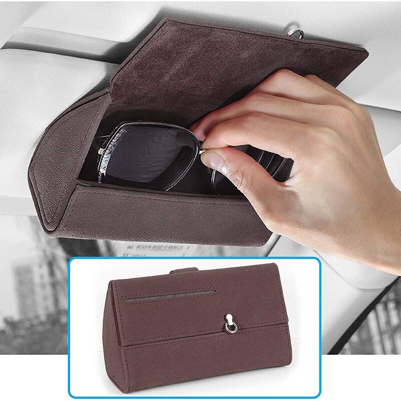 UTech Car Sun Visor Organizer Pu Leather Box Auto Sunglasses Case