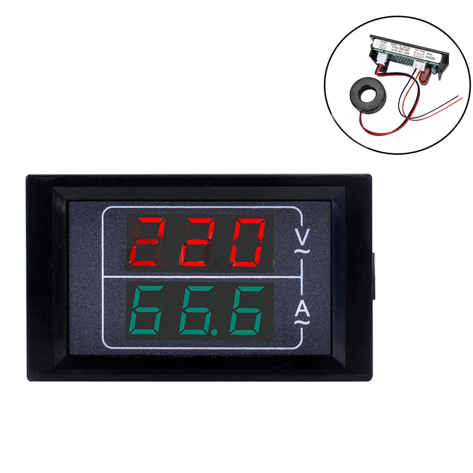 Vôn Kế Kỹ Thuật Số Mini Ampe Kế AC50-500/Đồng Hồ Đo Điện Áp Ampe Vôn Kế Màn Hình LED 0-600V Ampe Kế Kiểm Tra Chỉ Báo