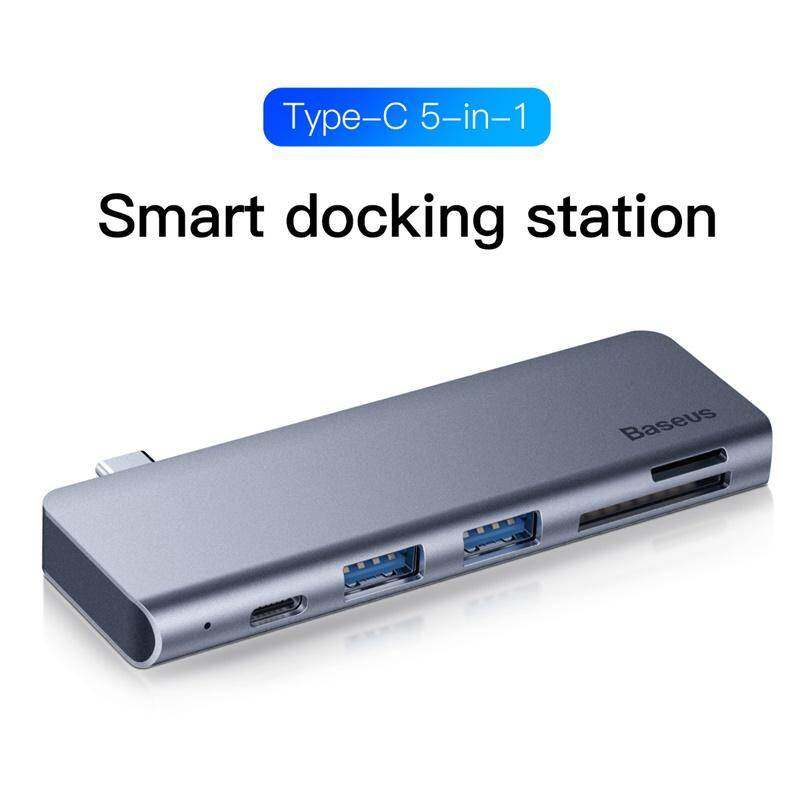 GoldMax Baseus Grey 5-in-1 HUB Adapter USB Type C to USB 3.0 * 2/SD/TF for Macbook Pro computer accessories with C-type PD power supply