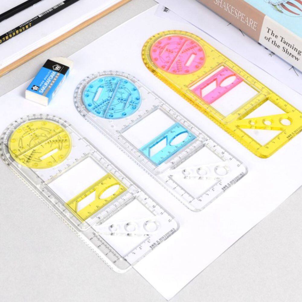 MMLUCK Multifunctional Architecture Supply For Students School Activity Geometric Ruler Protractor Drawing Template Measuring Tool