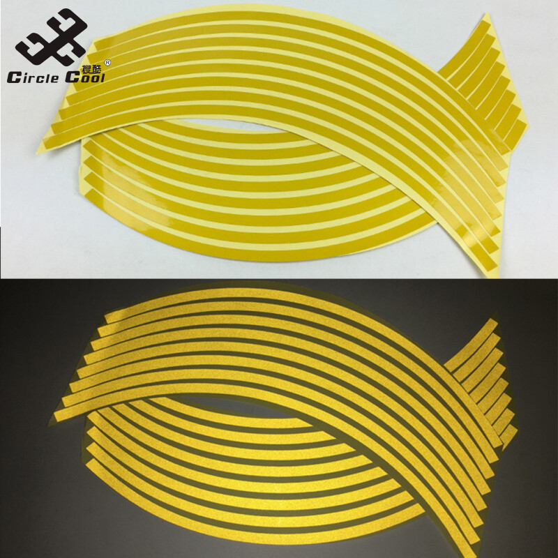 Circle Cool 1 Pair PVC Motorcycle 18-inch Wheel Rim Stickers Modified Wheel Stickers Tire Reflective Stickers
