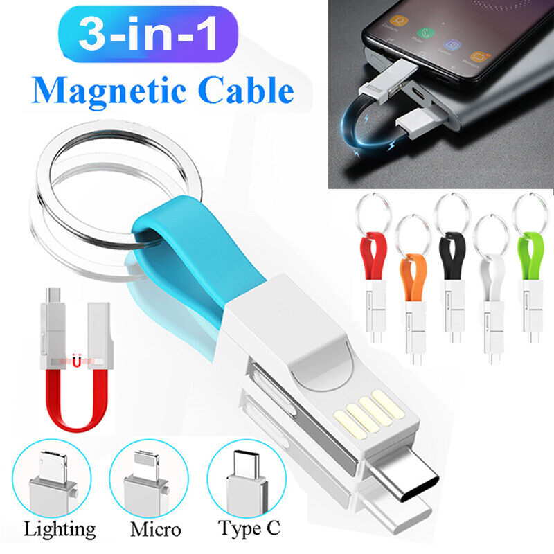 3 Trong 1 Cáp USB Micro USB Loại C Chiếu Sáng Cáp Cho iPhone XR X Samsung 2A Mini Keychain Sạc Cáp Cho Xiaomi Huawei