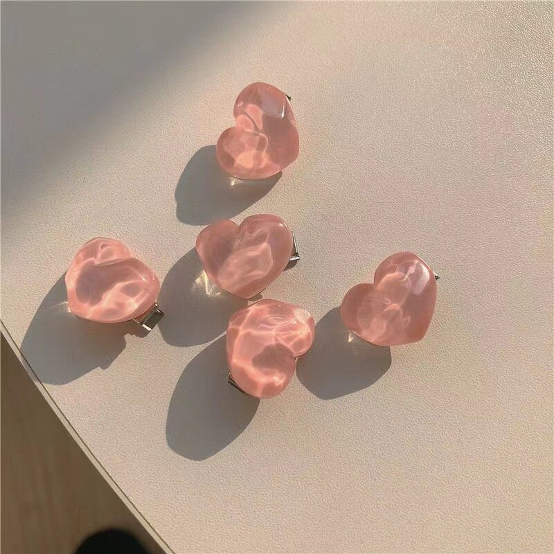 We Flower Sweet Pink Peach Heart Bow Rose Small Hair Braiding Clips for Women Baby Girls Kids Hair Styling Accessories