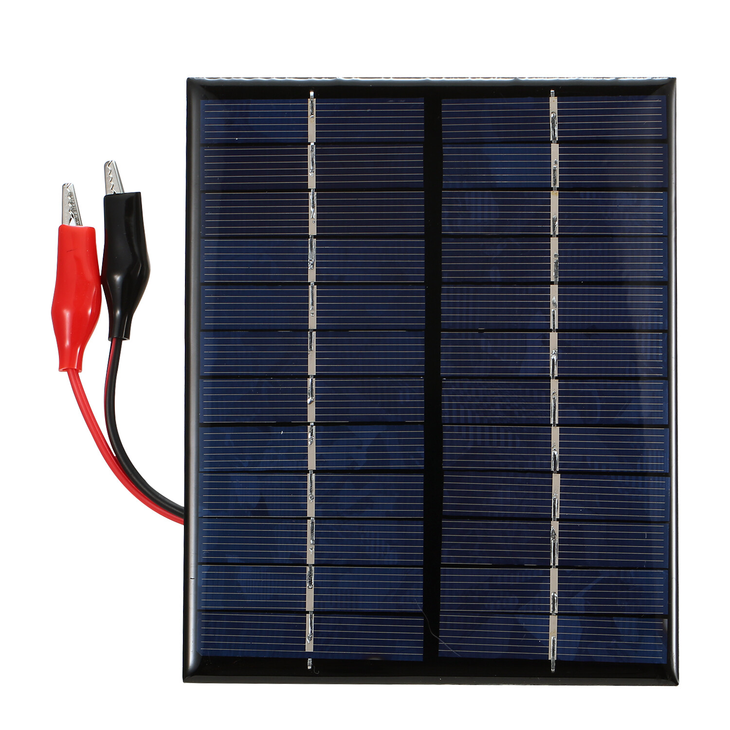 2W 12V Solar Panel with Clips Polycrystalline Silicon Solar Cell DIY Waterproof Camping Portable Power Solar Panel Compatible for Street Light Garden Lamp Fan Pump