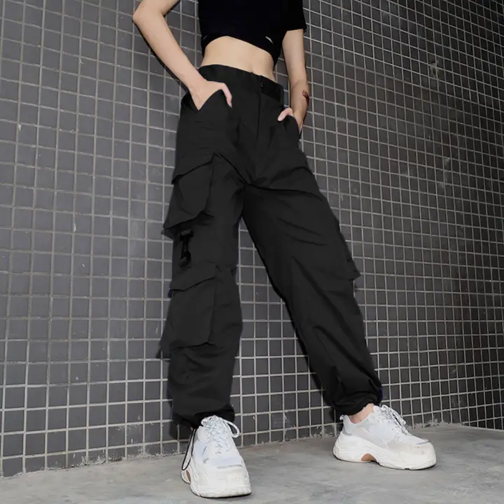womens black cargo pants with pockets