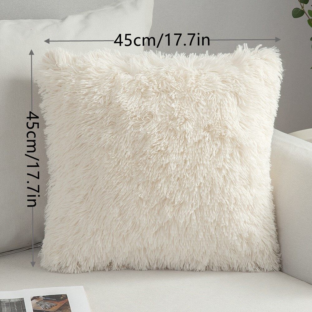 Plush Throw Pillow Household Nordic Plush Solid Short Plush Throw Pillow Case