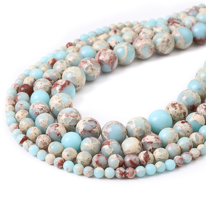 4/6/8/10mm Natural Stone Beads Blue Snakeskin Jaspers Beads ShouShan Stone Round Loose Beads For Jewelry Making DIY Charms Bracelet