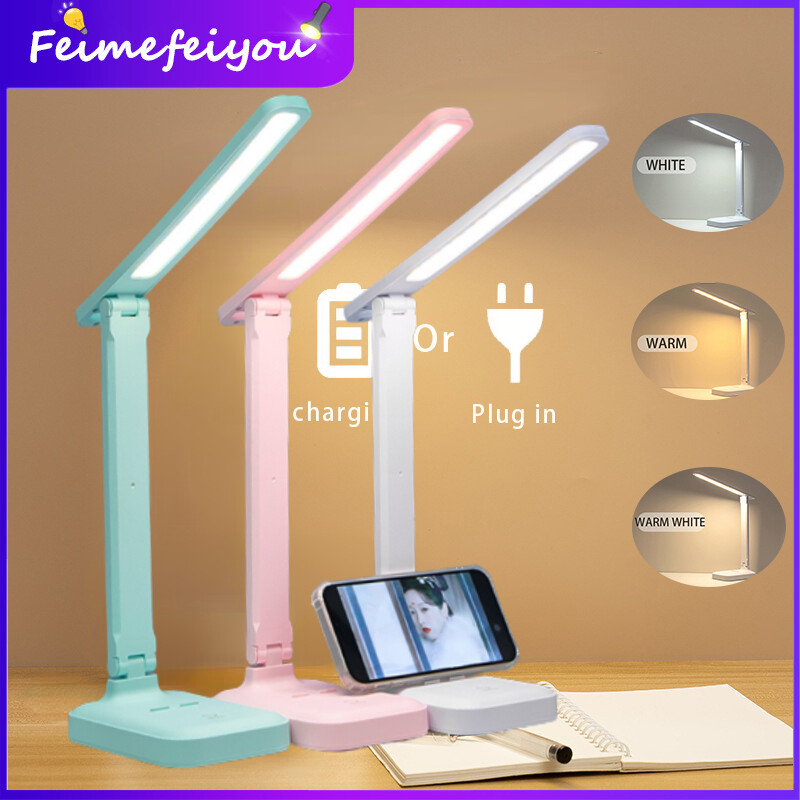 Table lamp led light for room study lamp 3 colors in 1 rechargeable desk lamp with USB wire touch ON/OFF stepless dimming reading light for dormitory bedroom
