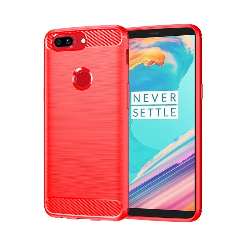 For OnePlus 5T Case Soft Silicone Cover Shockproof Carbon Fiber OnePlus 5T Case