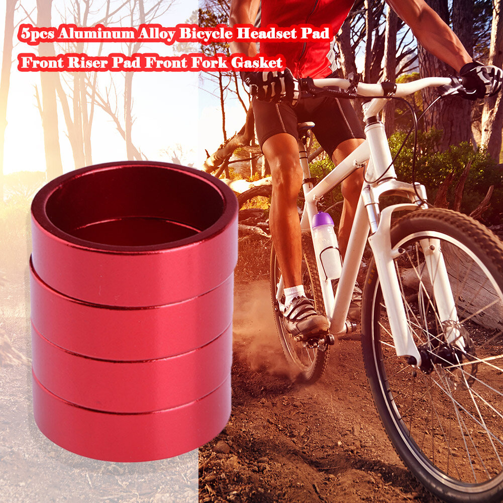 5pcs Aluminum Alloy Bicycle Headset Pad Front Riser Pad Front Fork Gasket