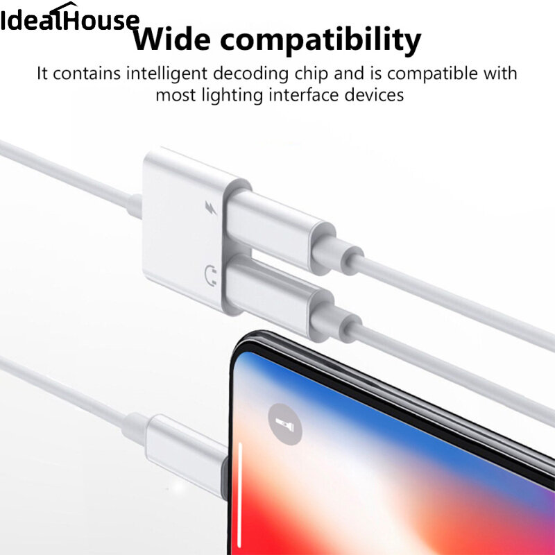 IDealHouse【ready stock】Mobile Audio Adapter 3.5mm Jack Headset Charging Connector Adapter Cable For Iphone