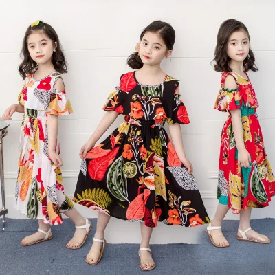 ✨Malaysia Ready Stock✨ Summer Dress For Kids Girl Floral Dress Beach Dress Flower Dress 3-12 Years Old