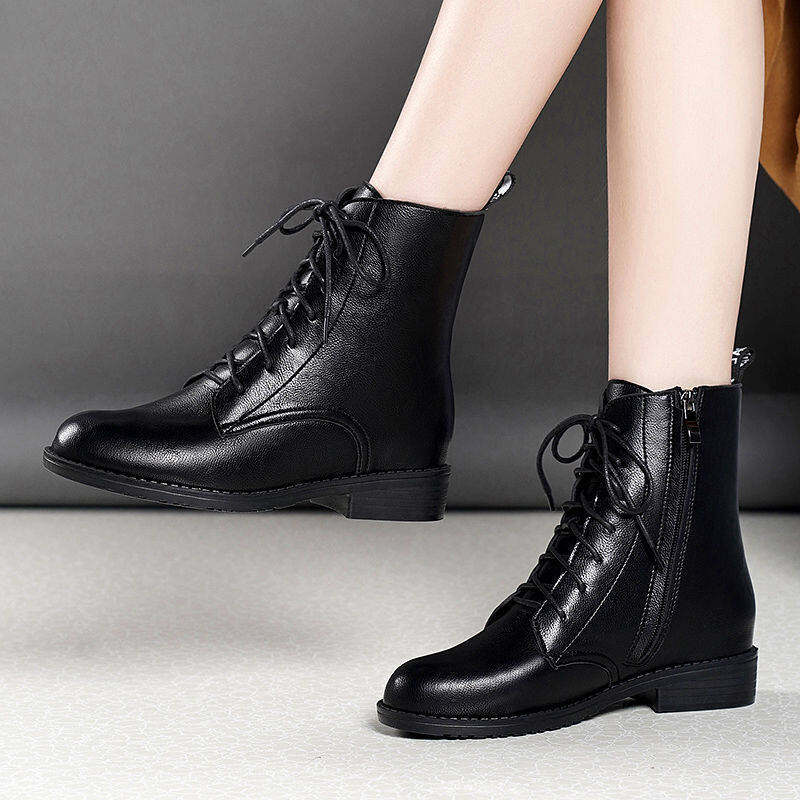 Giày wld648 dr. martens giày nữ mùa xuân hè đế mềm bằng da thật cho nữ, bốt sinh viên nữ màu đỏ đen thịnh hành mới 2021